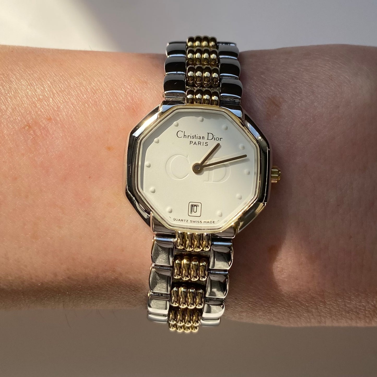 Dior 1990s Octagon Date Two Tone Watch