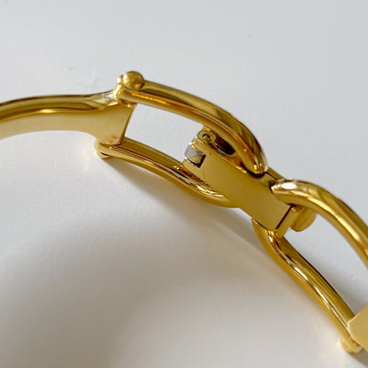Gucci 1990s Gold Dial Gold Plated Bangle Watch