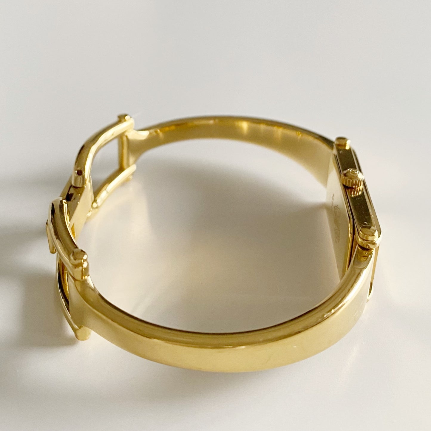 Gucci 1990s Gold Dial Gold Plated Bangle Watch