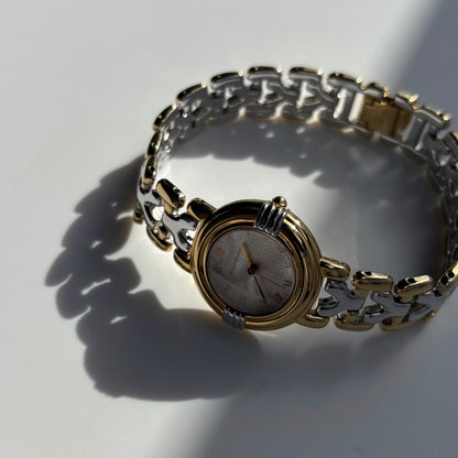Yves Saint Laurent 1990s Round Dial Two Tone Watch
