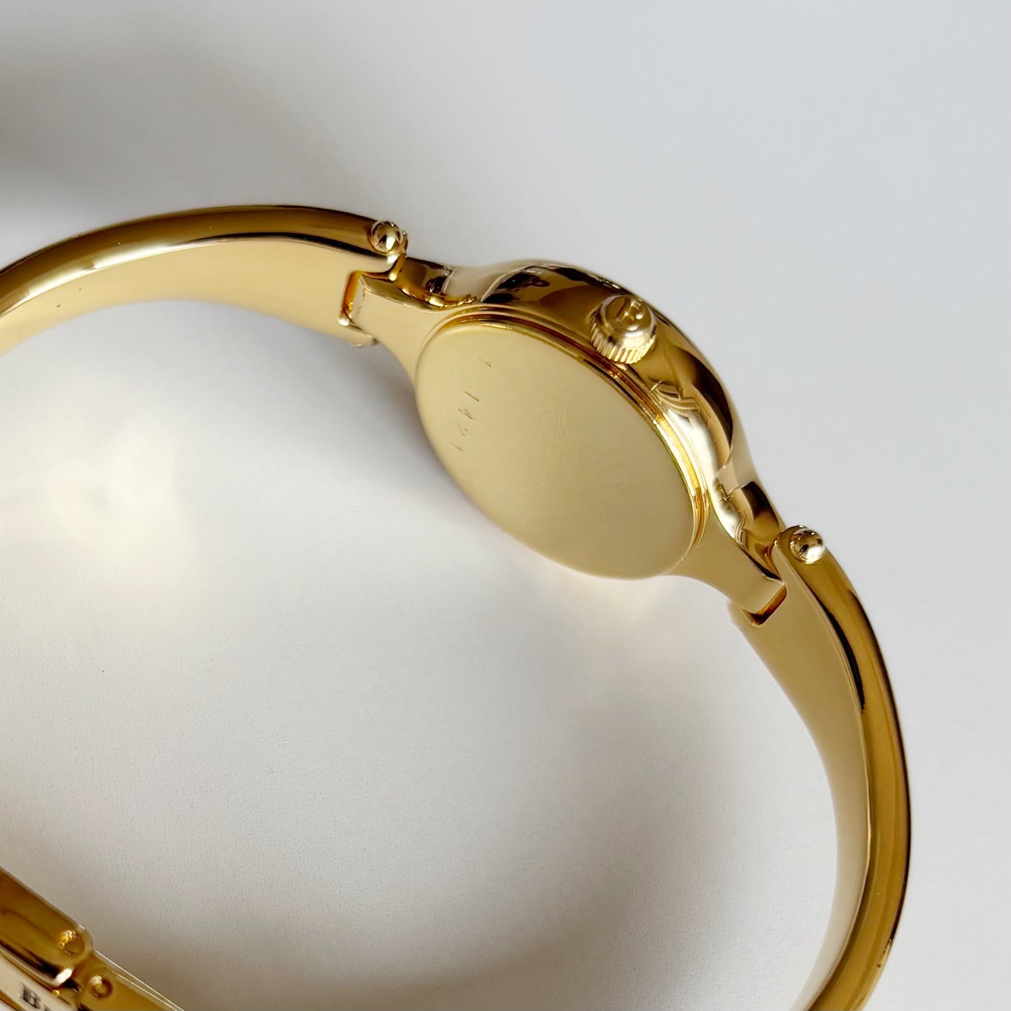 Burberry 1990s Round Dial Gold Plated Bangle Watch