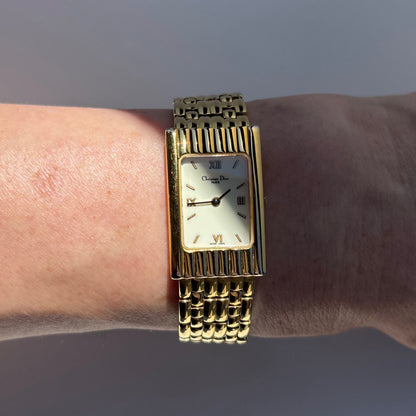 Dior 1990s Tank Gold Plated Watch