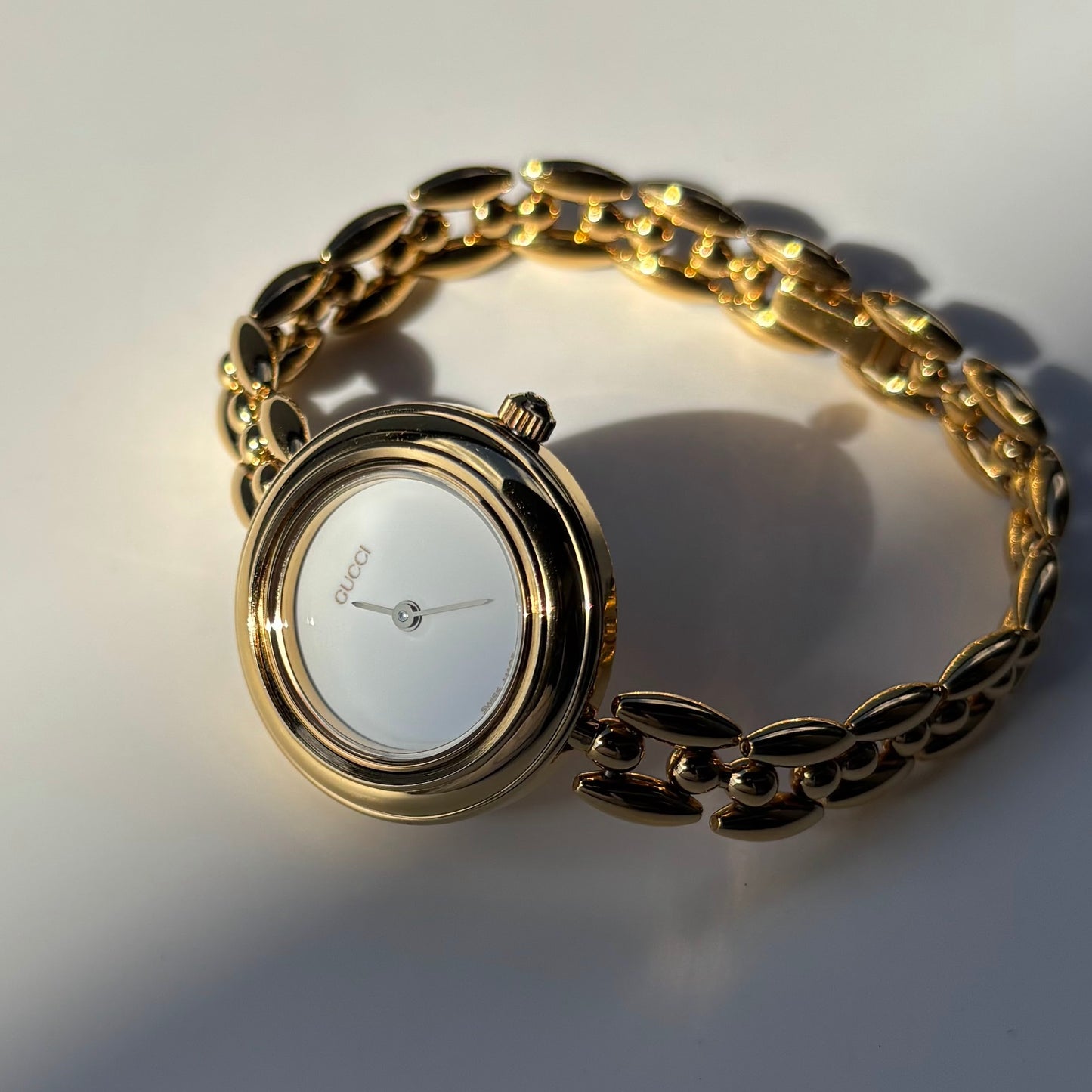 Gucci 1990s Interchangeable Bezel Gold Plated Watch with 6 bezels, case (160mm)