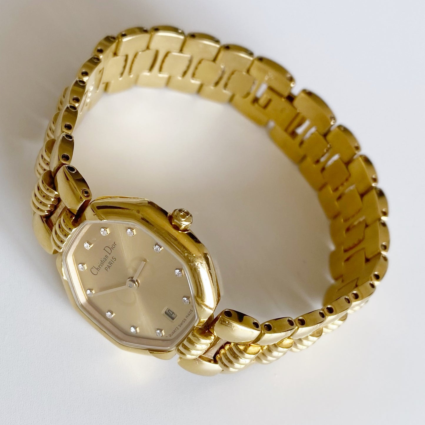 Dior 1990s Octagon Gold Plated Watch