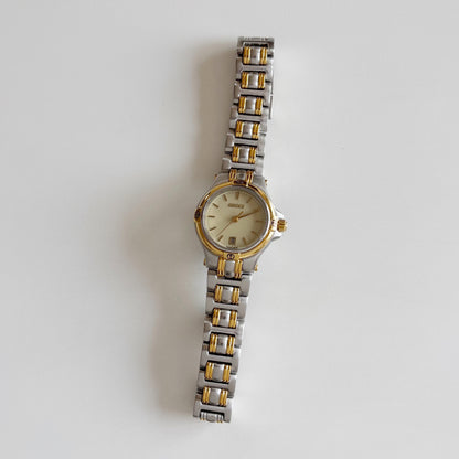 Gucci 1990s Date Round Dial Two Tone Watch