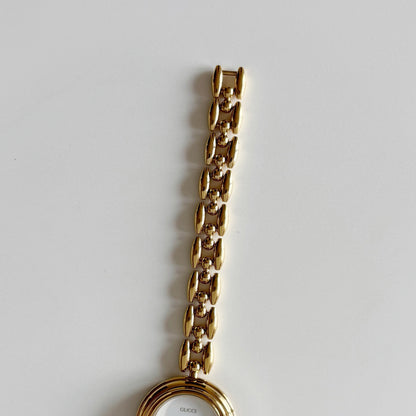 Gucci 1990s Interchangeable Bezel Gold Plated Watch with 6 bezels, case (167mm)