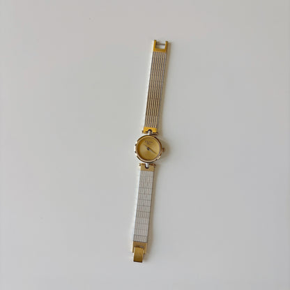 Dior 1990s Gold Round Dial Two Tone Gold Plated Watch