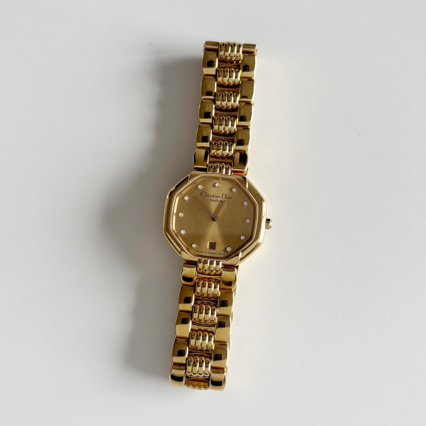 Dior 1990s Octagon Gold Plated Watch