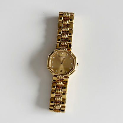 Dior 1990s Octagon Gold Plated Watch