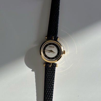 Gucci 1990s Round Dial Gold Plated Watch