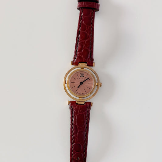 Celine Early 2000s  Round Dial Gold Plated Watch