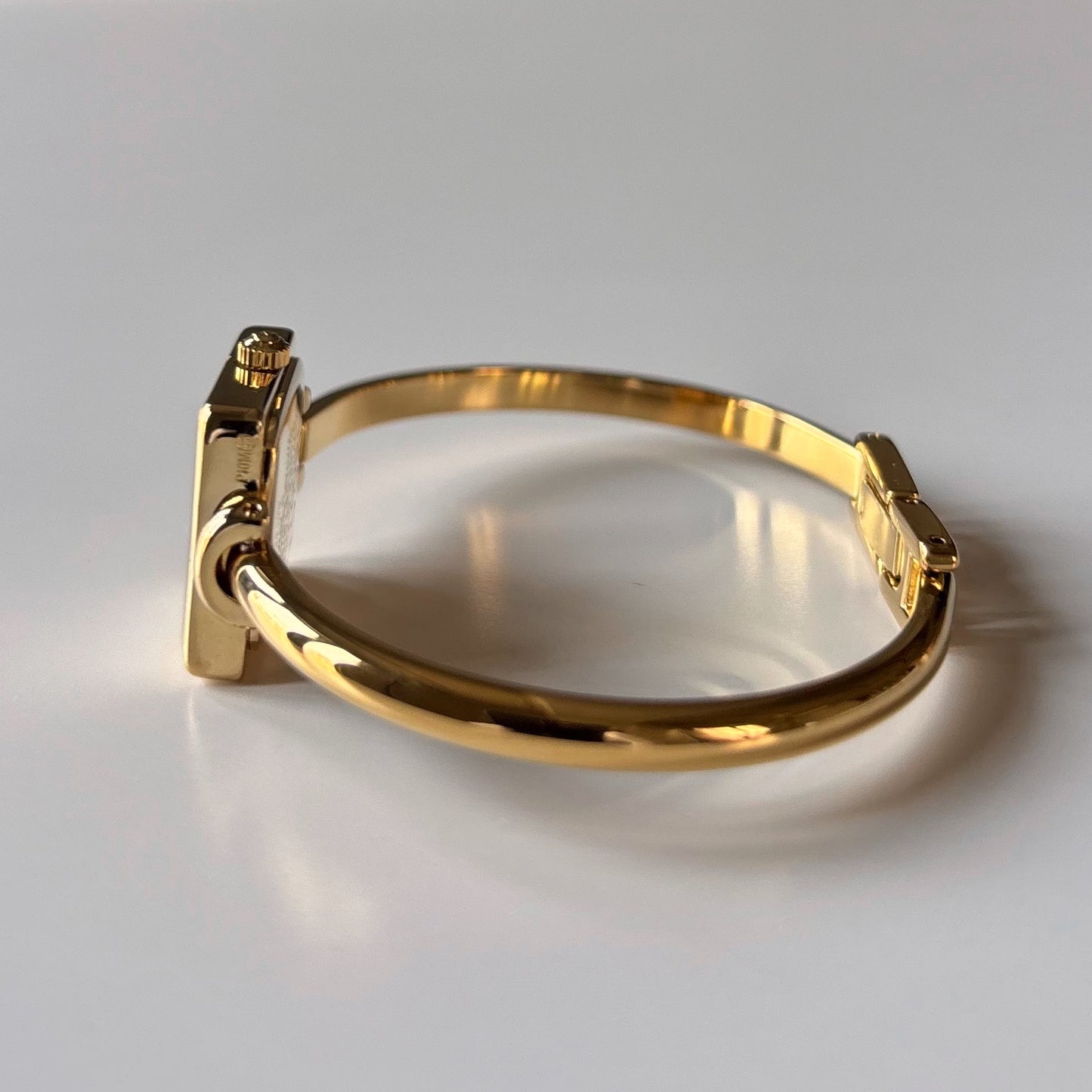 Gucci 1990s Square Dial Gold Plated Bangle Watch