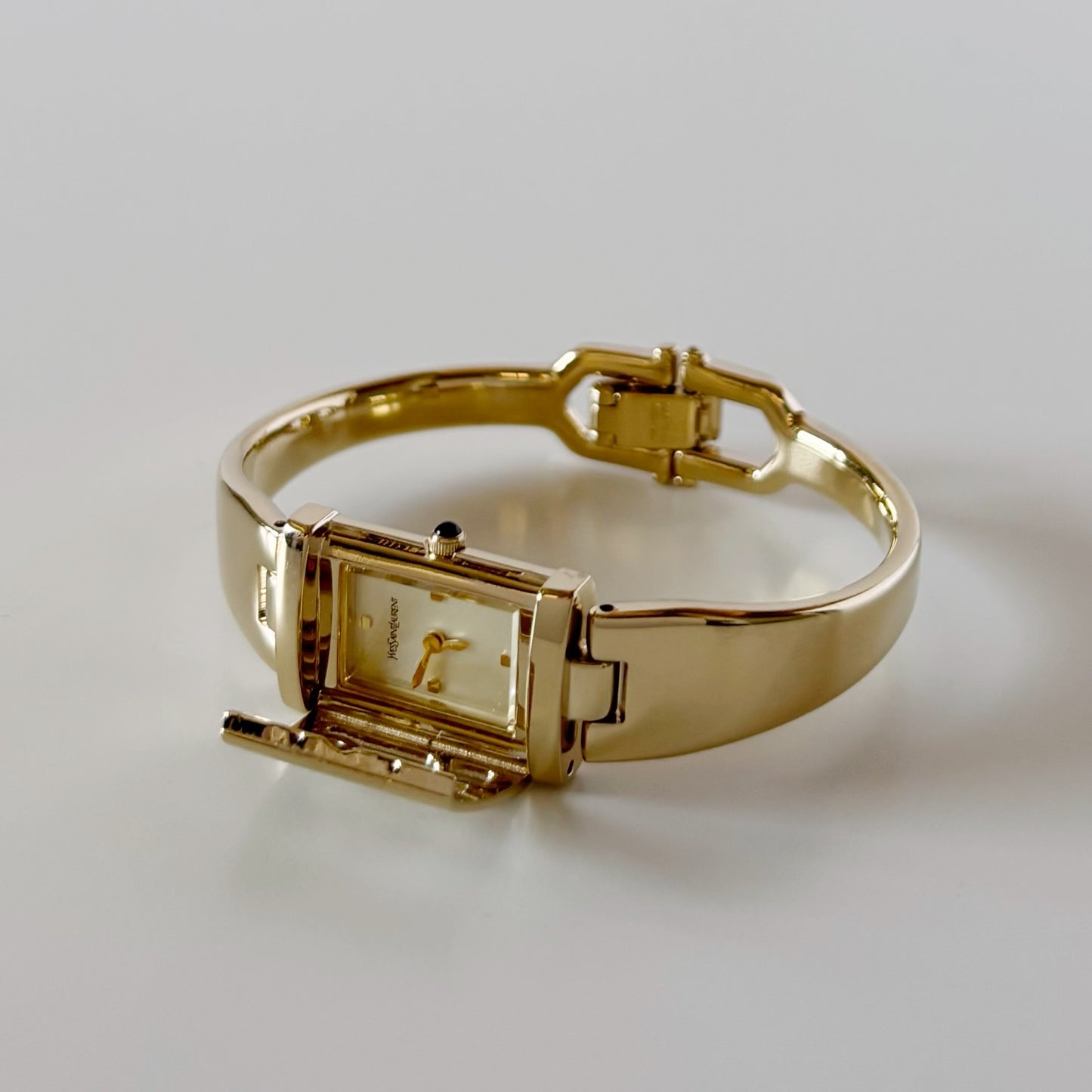 Yves Saint Laurent 1990s Peek a boo Gold Plated Bangle Watch