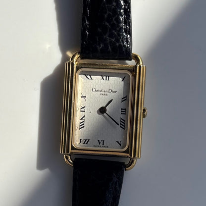 Dior 1990s Tank CD Logo Gold Plated Watch