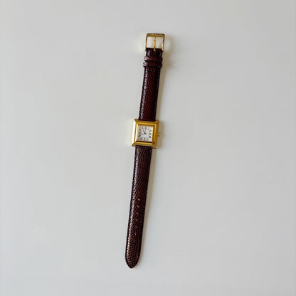 Yves Saint Laurent 1990s Square Dial Gold Plated Watch