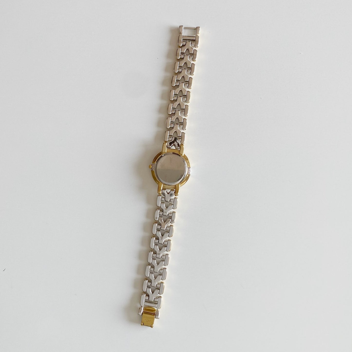 Yves Saint Laurent 1990s Two Tone Round Dial Gold Plated Watch