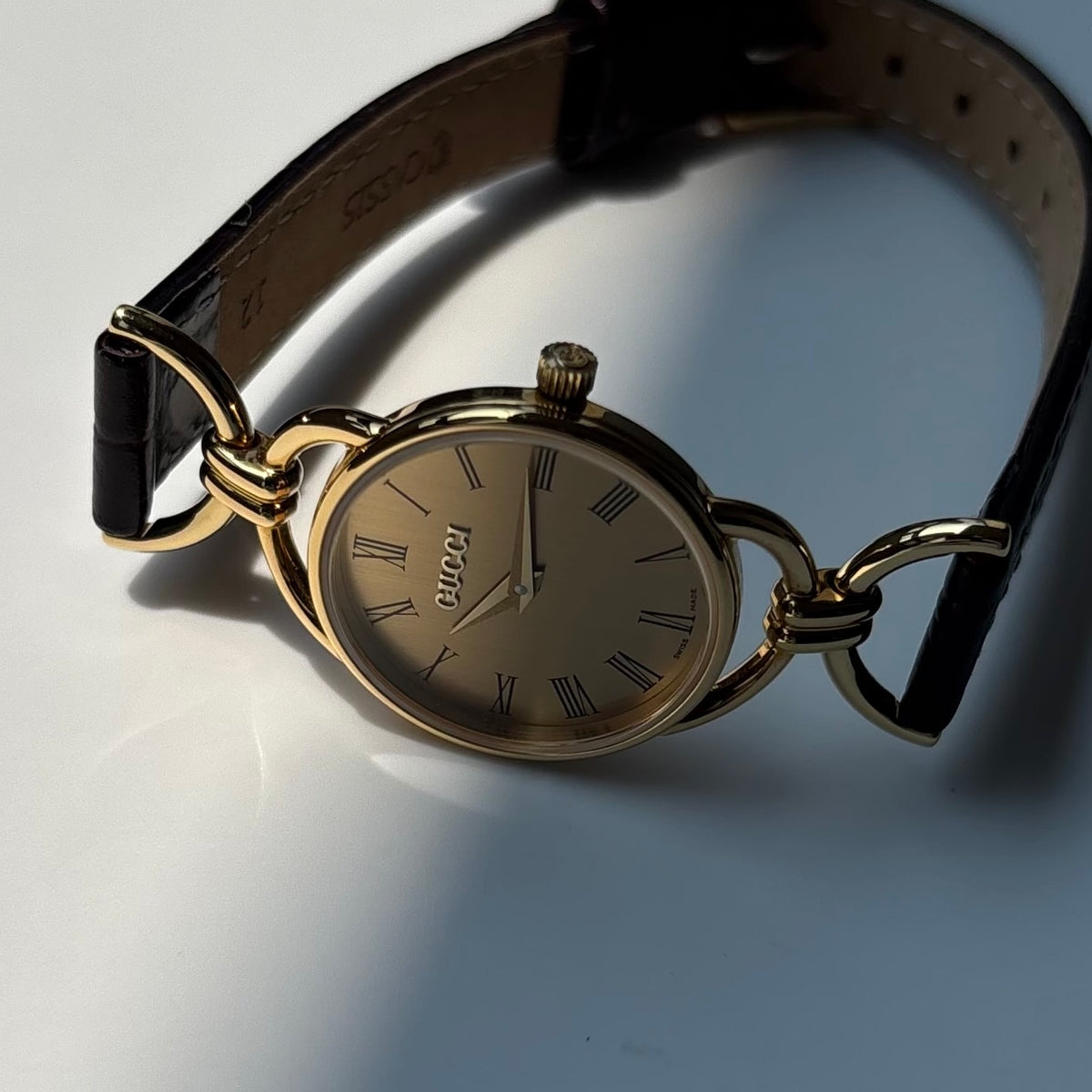 Gucci 1990s Gold Dial Horsebit Gold Plated Watch