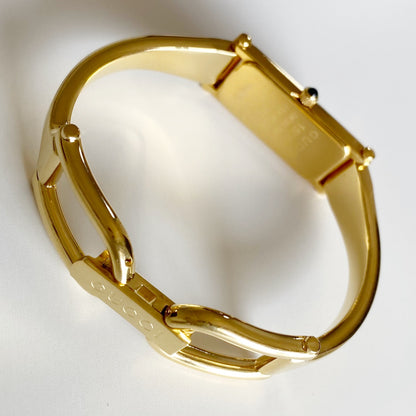 Gucci 1990s Gold Dial Gold Plated Bangle Watch (Small)