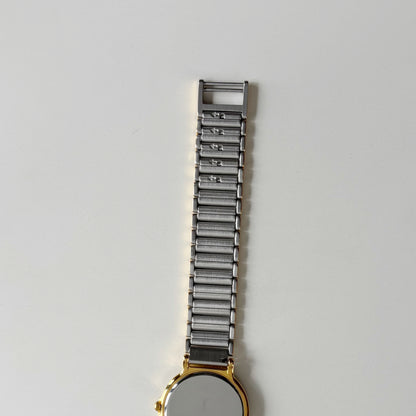 Yves Saint Laurent 1990s Round Dial Two Tone Gold Plated Watch