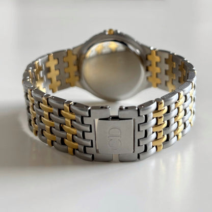Dior 1990s Date Round Dial Gold Plated Two Tone Watch (Large)