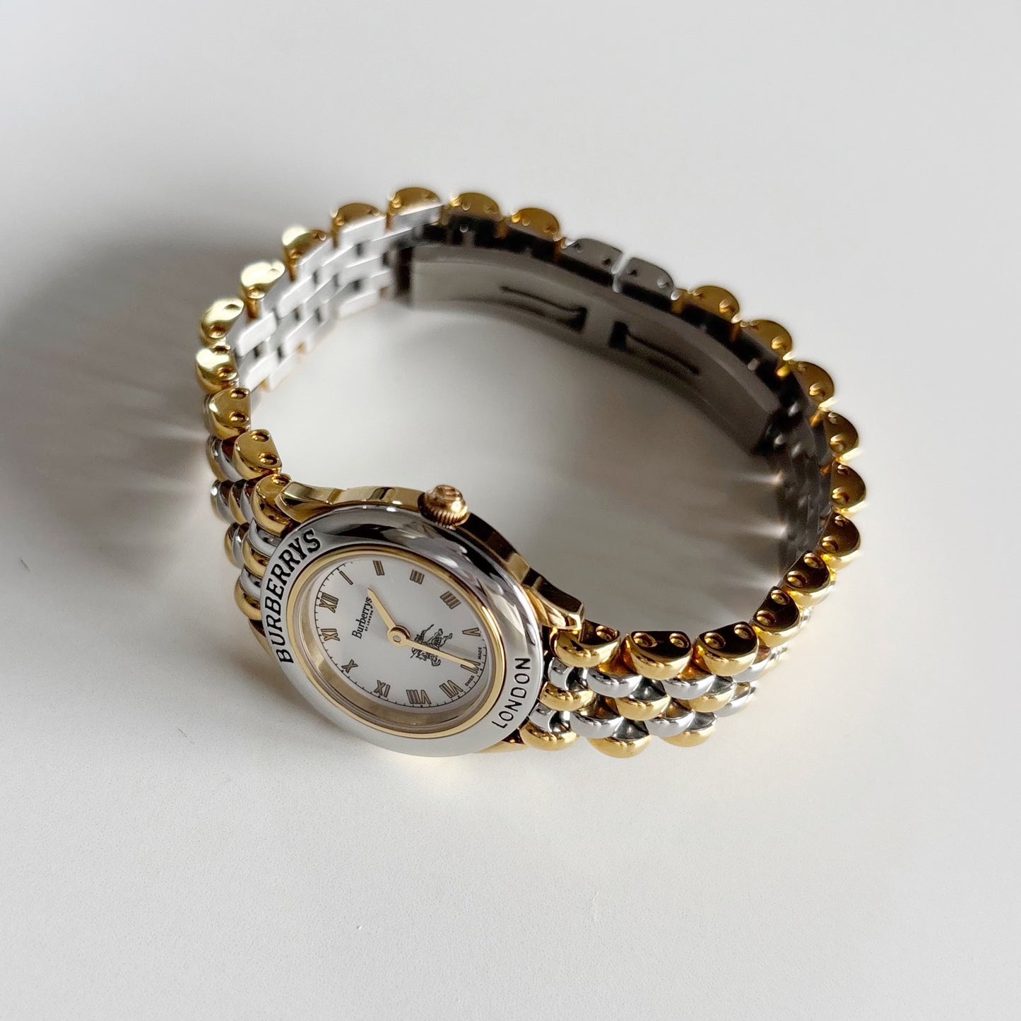 Burberry 1990s Round Dial Two Tone Watch