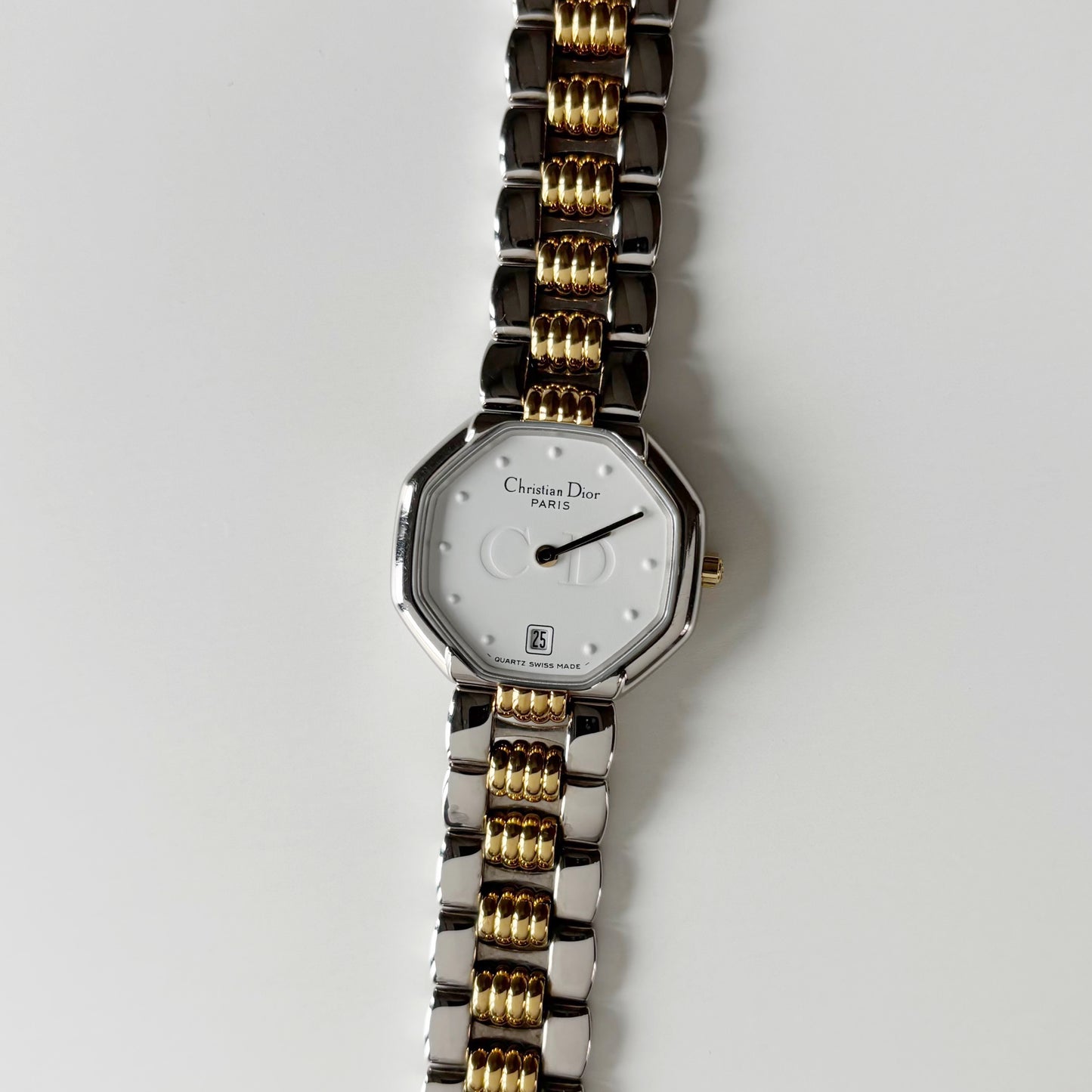 Dior 1990s Date Octagon Two Tone Watch