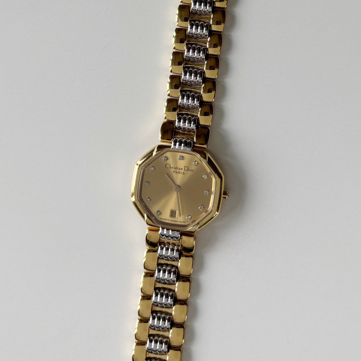 Dior 1990s Octagon Dial Two Tone Watch