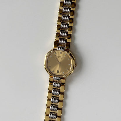 Dior 1990s Octagon Dial Two Tone Watch