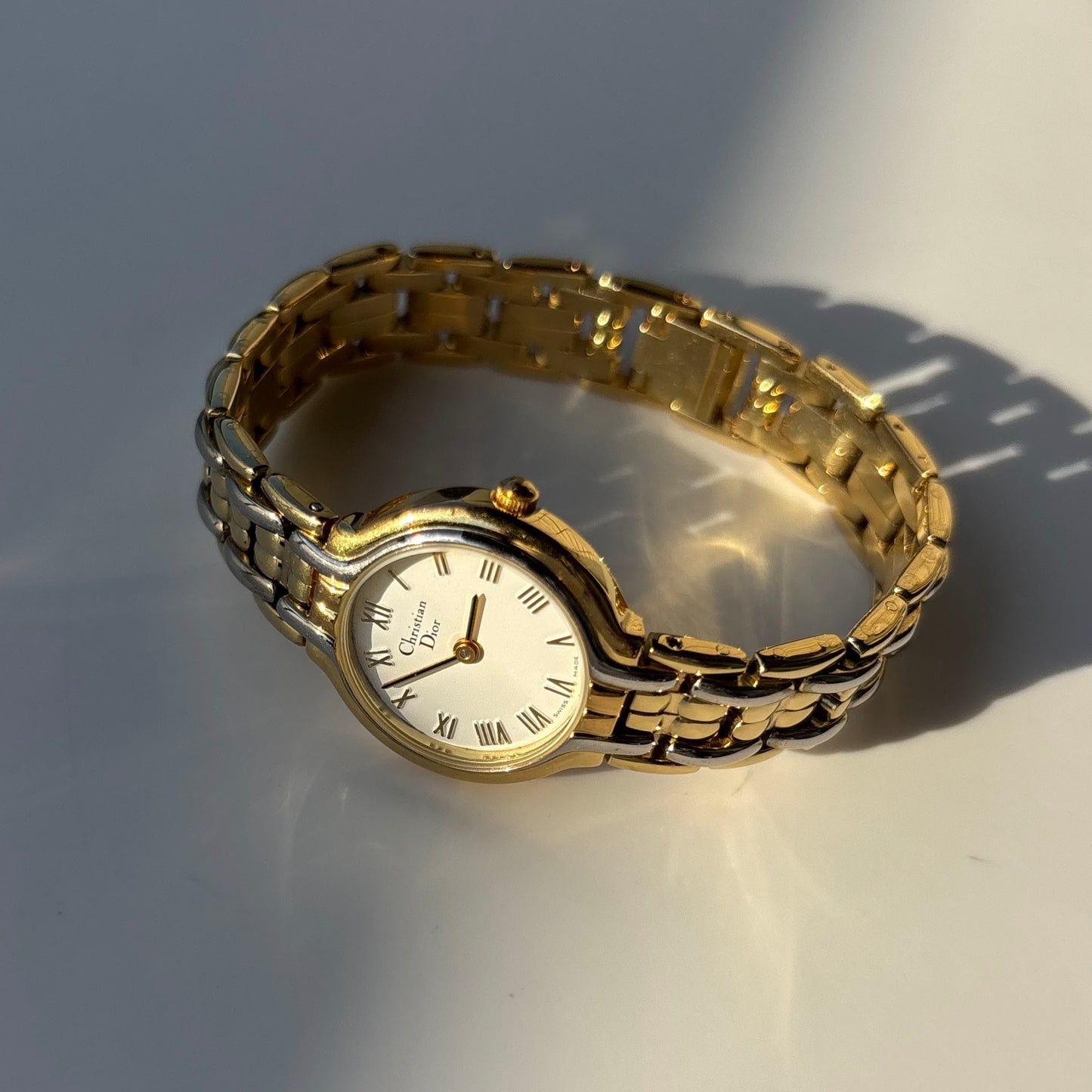 Dior 1990s Round Dial Two Tone Watch