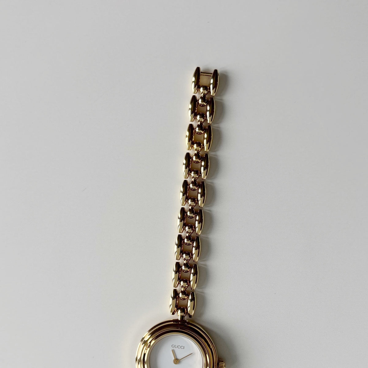 Gucci 1990s Interchangeable Bezel Gold Plated Rice Chain Watch with 6 bezels, case (165mm)
