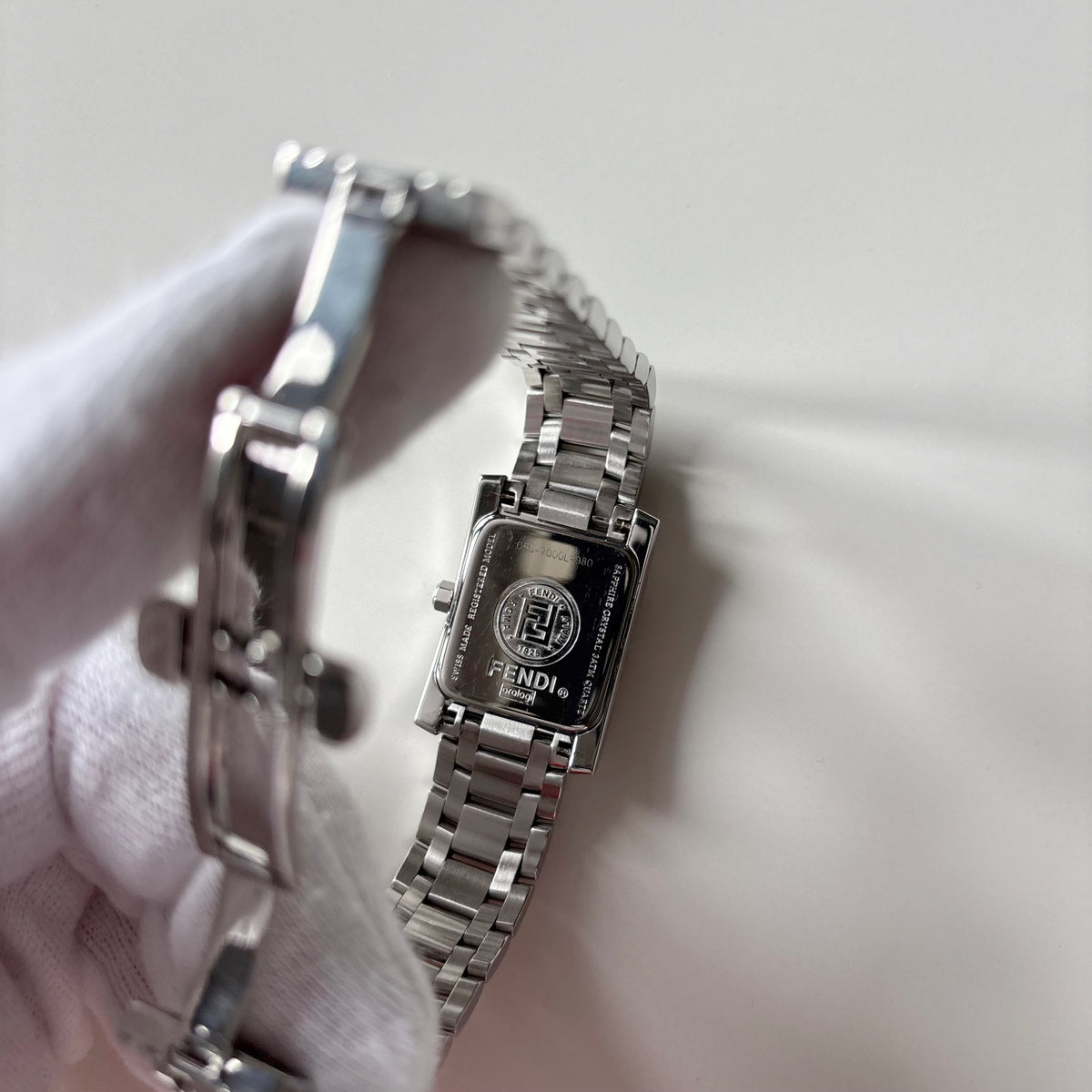 Fendi 1990s Tank Stainless Steel Watch