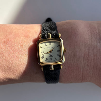 Gucci 1980s Square Dial Gold Plated Watch