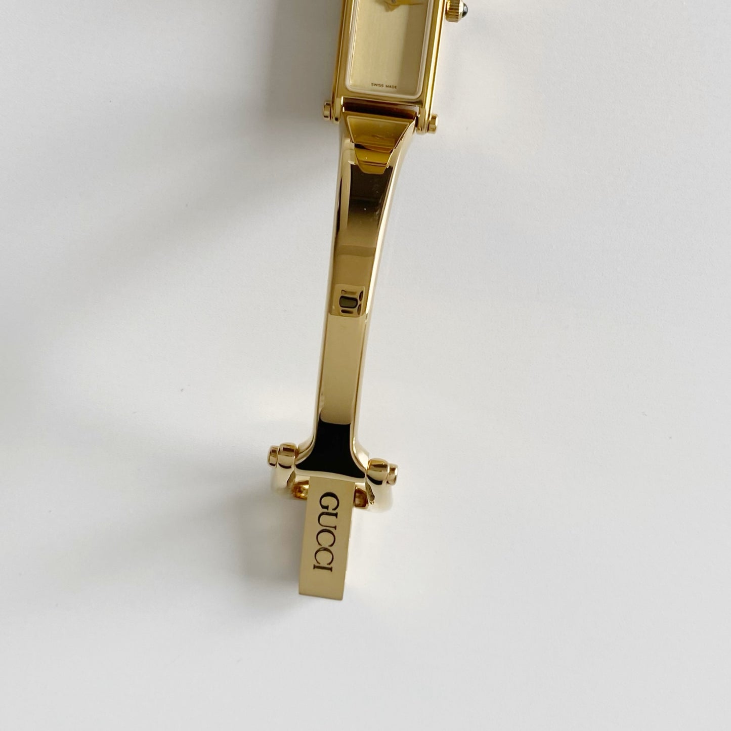 Gucci 1990s Gold Dial Gold Plated Bangle Watch