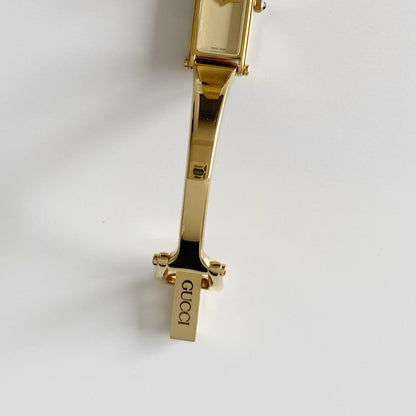 Gucci 1990s Gold Dial Gold Plated Bangle Watch