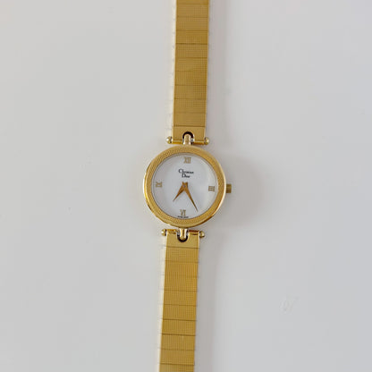 Dior 1990s Round Dial Gold Plated Watch