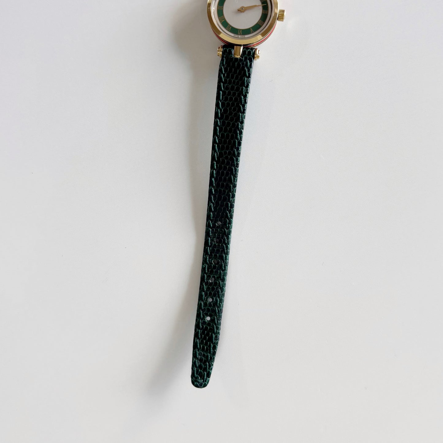 Gucci 1990s Green Sherry Round Dial Gold Plated Watch