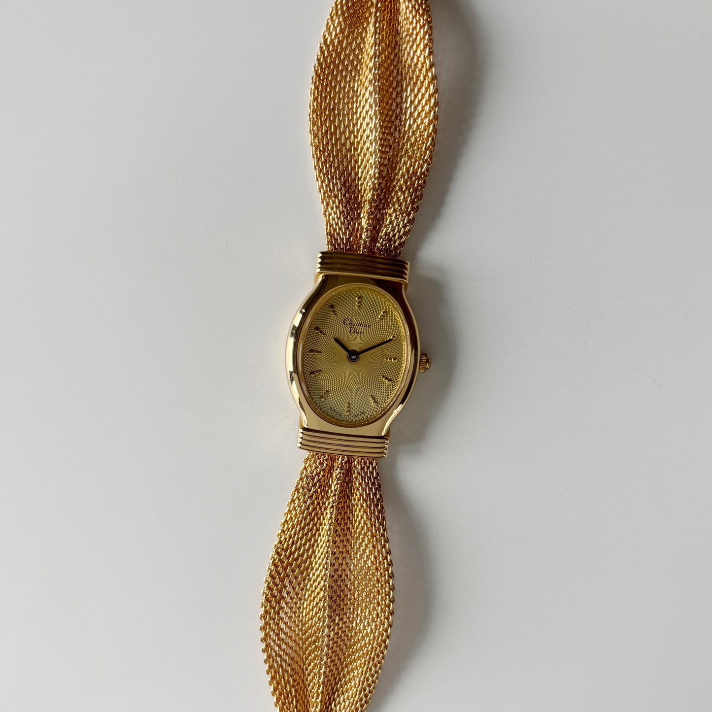 Dior 1990s Gold Oval Dial Gold Plated Watch