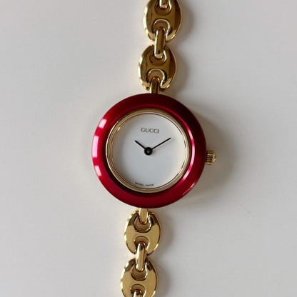 Gucci 1990s Interchangeable Bezel Gold Plated Chain Watch with 6 bezels, case (165mm)