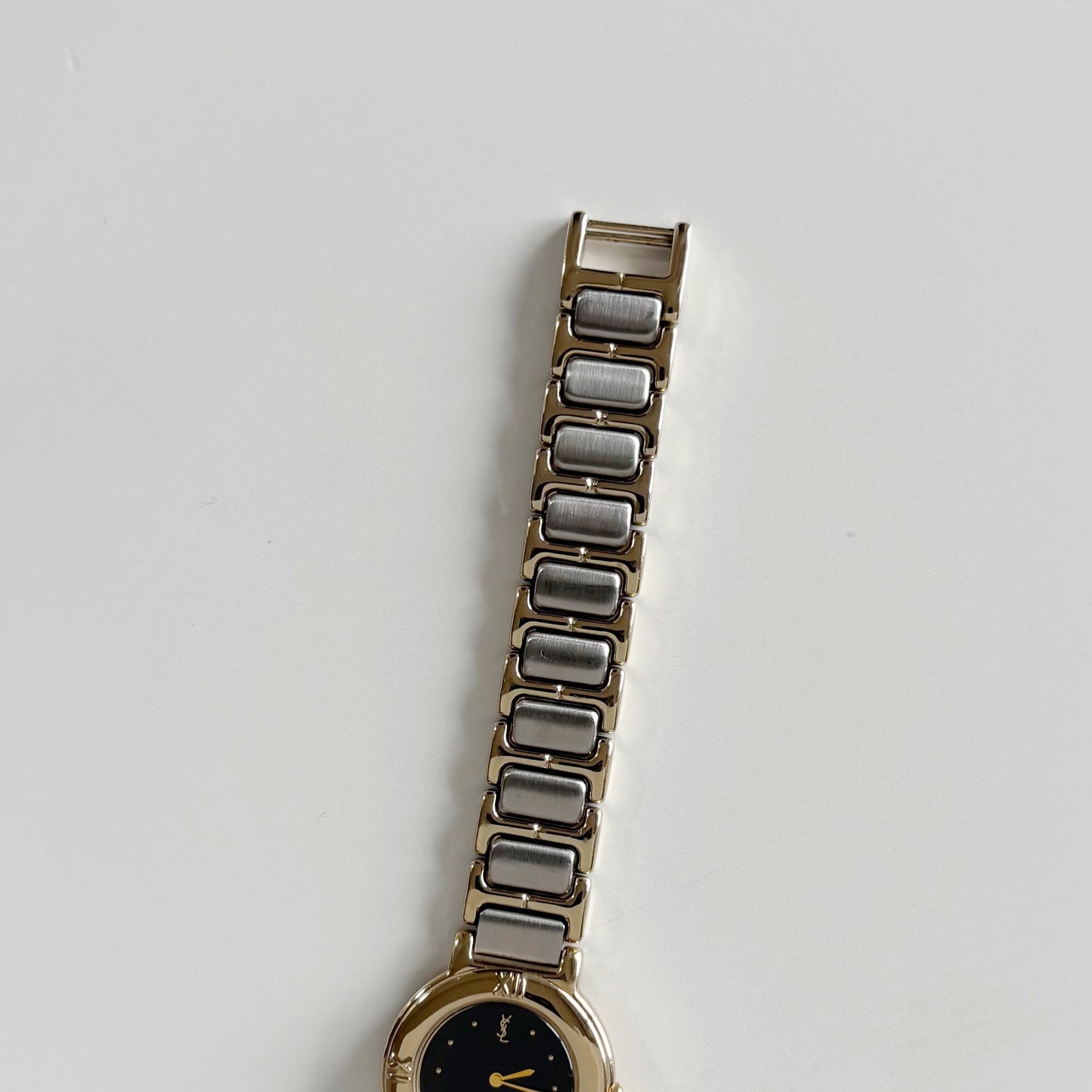 Yves Saint Laurent 1990s Black Dial Gold Plated Two Tone Watch