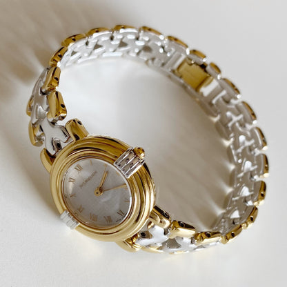 Yves Saint Laurent 1990s Round Dial Gold Plated Two Tone Watch