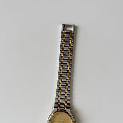 Gucci 1990s Date Round Dial Two Tone Watch