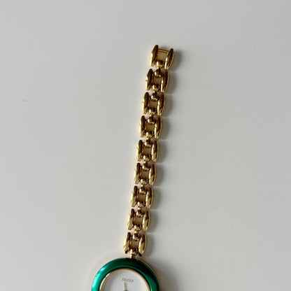 Gucci 1990s Interchangeable Bezel Gold Plated Rice Chain Watch with case, 6 bezels (160mm)