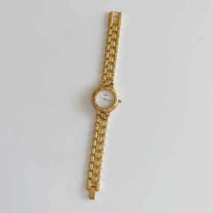 Fendi 1990s Round Dial Date Gold Plated Watch