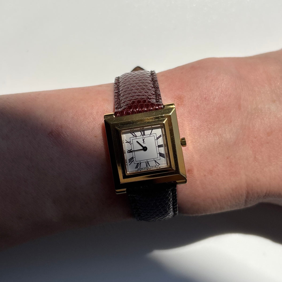Yves Saint Laurent 1990s Square Dial Gold Plated Watch