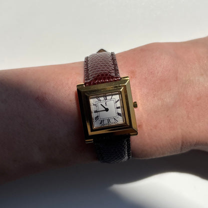 Yves Saint Laurent 1990s Square Dial Gold Plated Watch