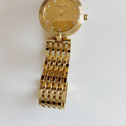 Dior 1990s Round Dial Gold Plated Watch