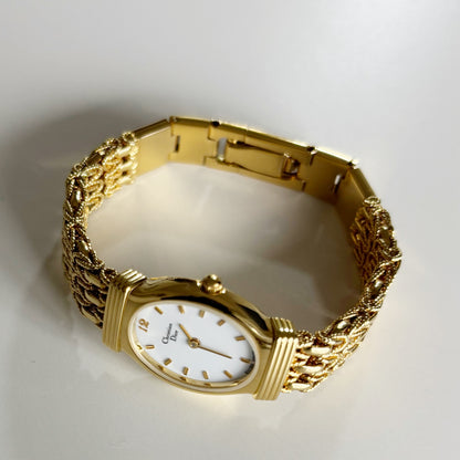 Dior 1990s Oval Dial Gold Plated Watch