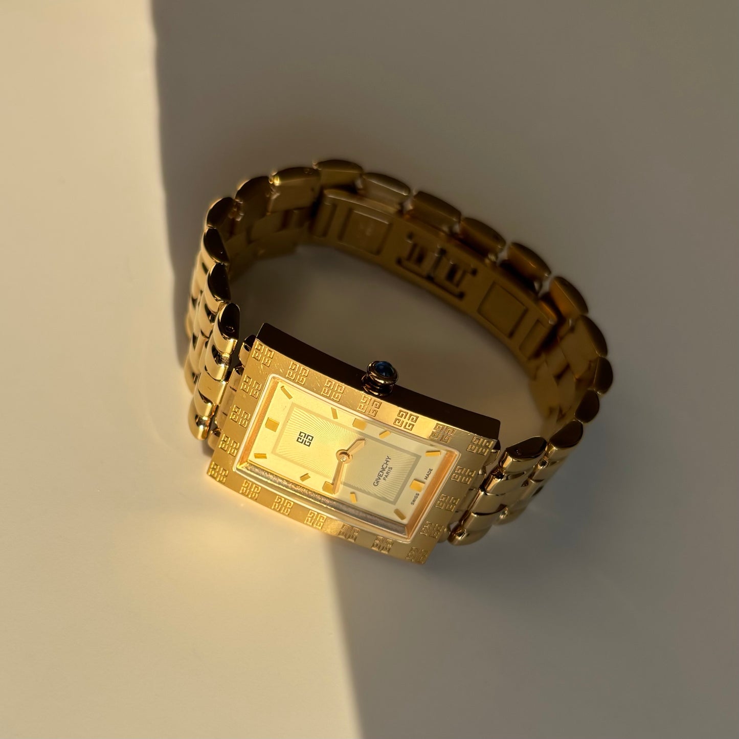 Givenchy 1990s Tank Gold Plated Watch (Large)
