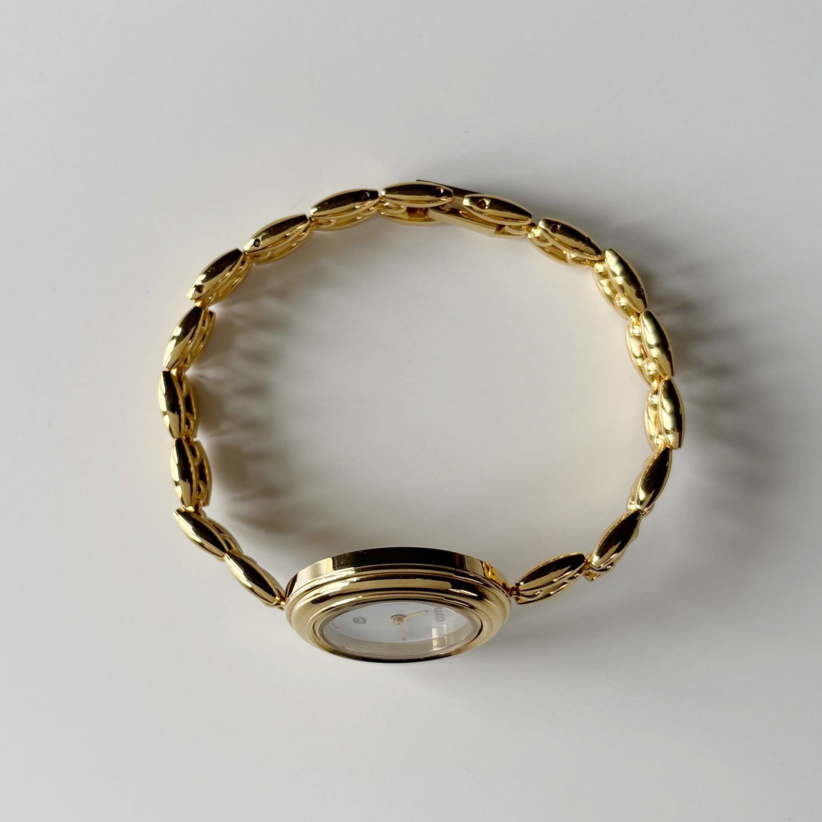 Gucci 1990s Interchangeable Bezel Gold Plated Rice Chain Watch with 6 bezels, case (160mm)