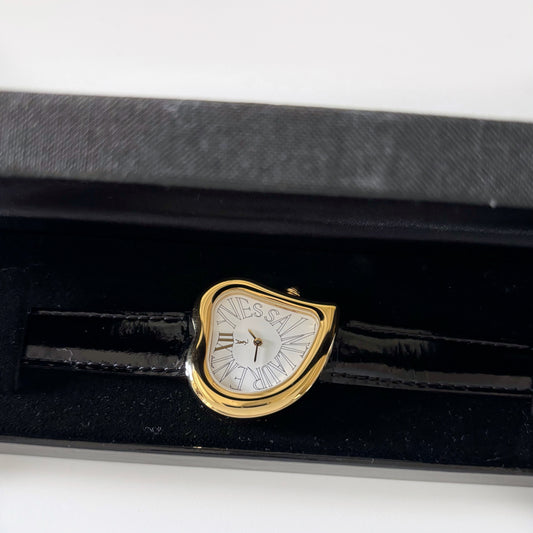 Yves Saint Laurent 1990s Heart Shaped Gold Plated Watch